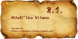 Mihálka Vilmos névjegykártya